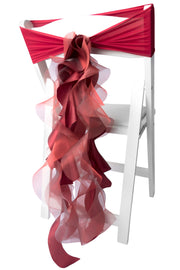 Bright Red Organza Chair Sash Bows/Bright Red Chair Covers
