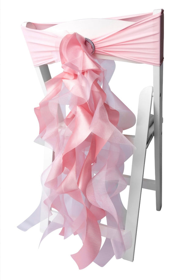 Pink Organza Chair Sash Bows/Pink Chair Covers