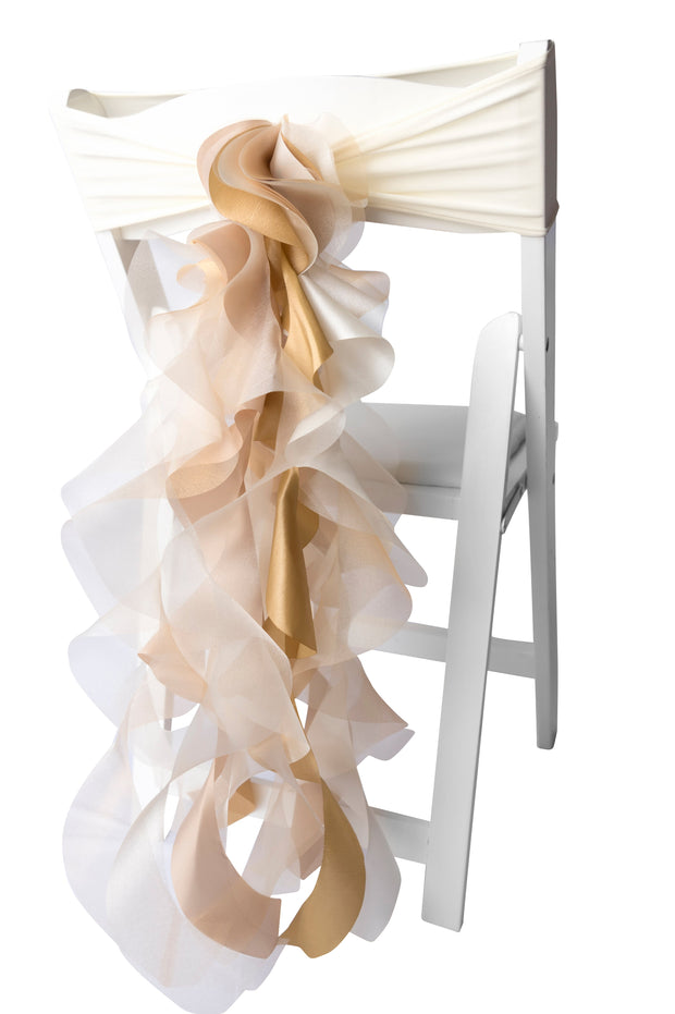 White Organza Chair Sash Bows/White Chair Covers