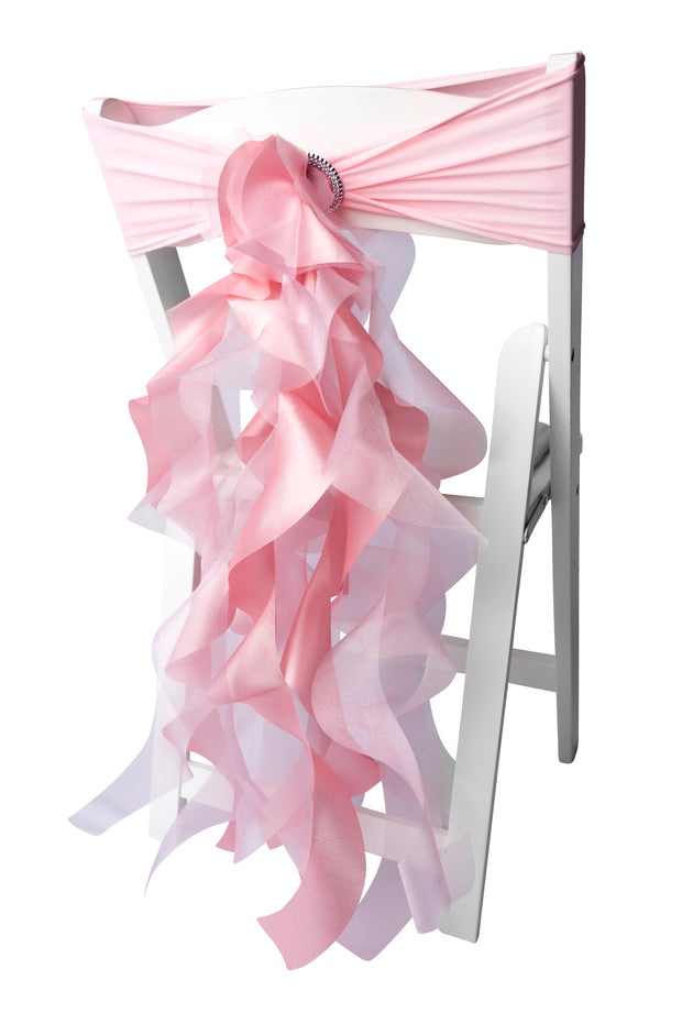 Pink Organza Chair Sash Bows/ Pink Chair Covers