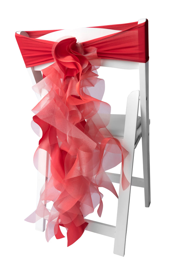 Dark Red Organza Chair Sash Bows/Dark Red Chair Covers