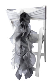 Silver Organza Chair Sash Bows/Silver Chair Covers