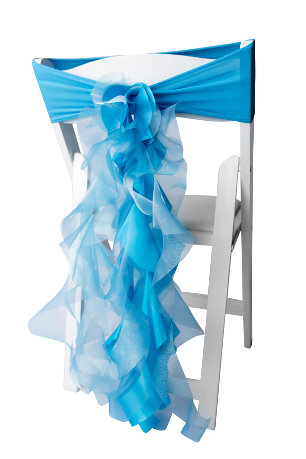 Blue Organza Chair Sash Bows/Blue Chair Covers