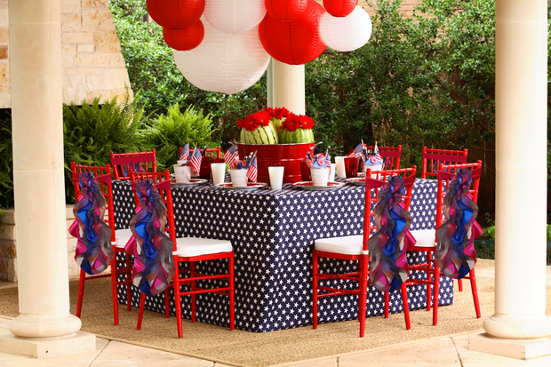 Red, White & Blue Organza Chair Sash Bows/Custom Chair Covers