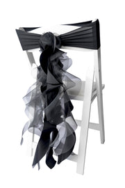 Black Organza Chair Sash Bows/Black Chair Covers