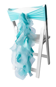 Blue Organza Chair Sash Bows/Tiffany Shade of Blue Chair Covers