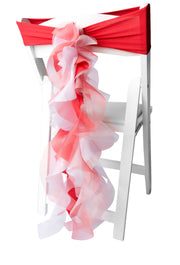 Bright Red & White Organza Chair Sash Bows/Bright Red & White Chair Covers