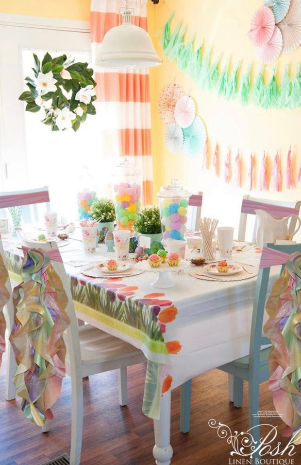 Pastel Rainbow Organza Chair Sash Bows/Pastel Rainbow Chair Covers