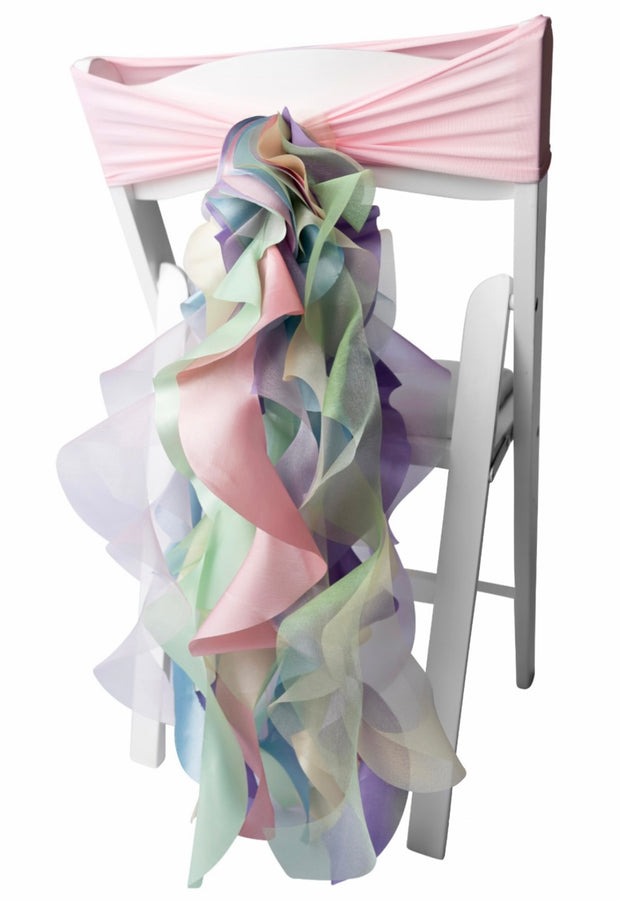 Pastel Rainbow Organza Chair Sash Bows/Pastel Rainbow Chair Covers