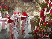 Bright Red & White Organza Chair Sash Bows/Bright Red & White Chair Covers