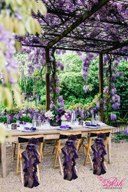 Purple Organza Chair Sash Bows/Purple Chair Covers