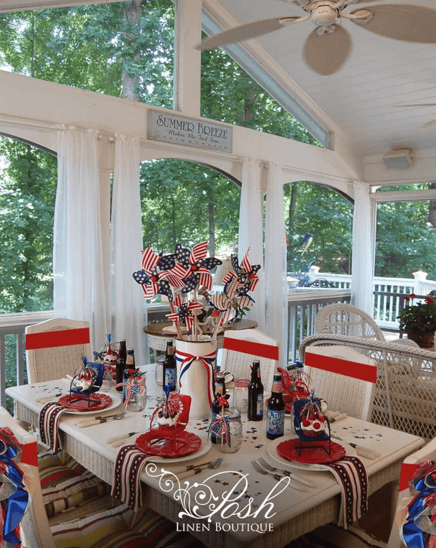 Red, White & Blue Organza Chair Sash Bows/Custom Chair Covers